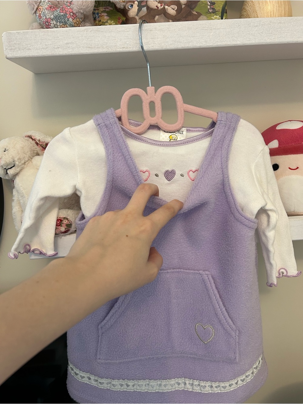 Y2K Vintage Cherokee Baby Dress Set purple with hearts